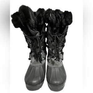 Khombu Women's / Mens #655536 Gray/black Leather Winter Boots Size 8.5 MENS 7
